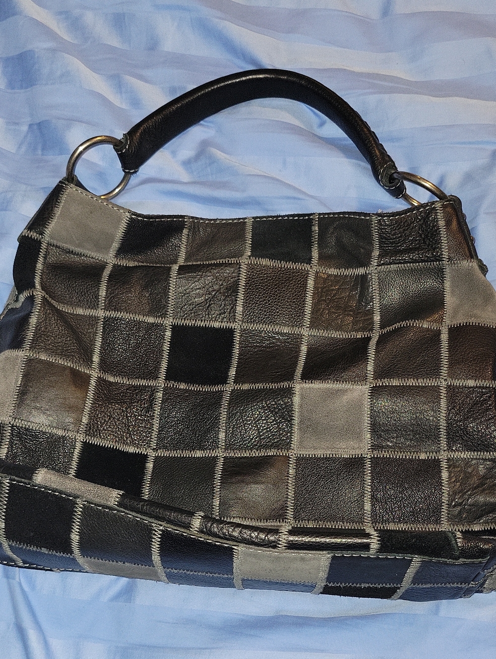 Lucky Brand Patchwork Leather Hobo Bag in Black and Gray